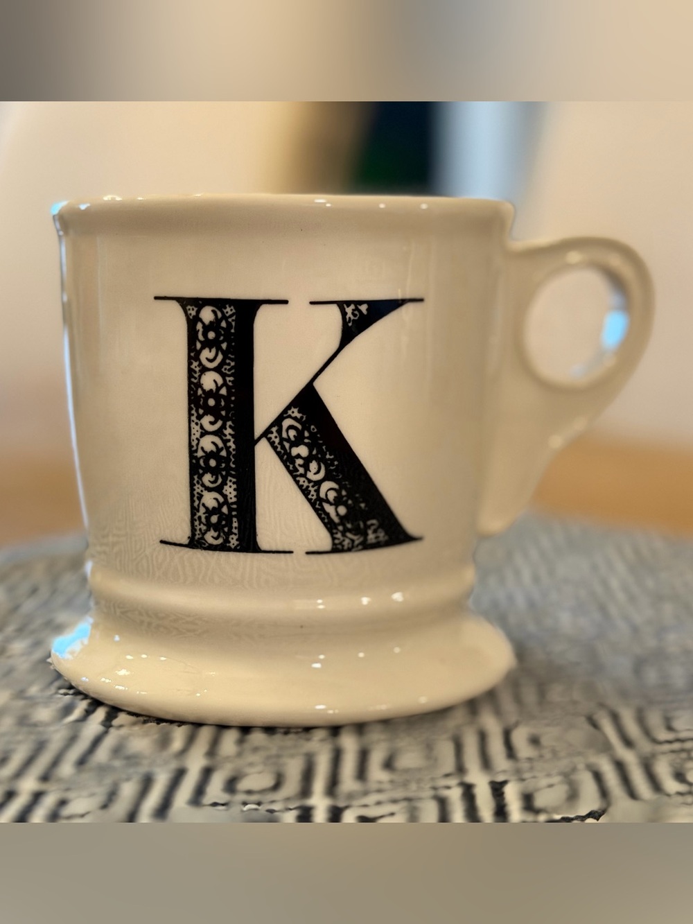 Anthropologie Monogram "K" Apothecary Mug | Black & White Ceramic Mug